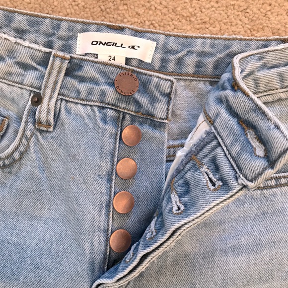ONeill Distressed Denim Blue Jeans NEW Womens Size 0 Waist 24 Light Wash Benatar - Picture 8 of 14